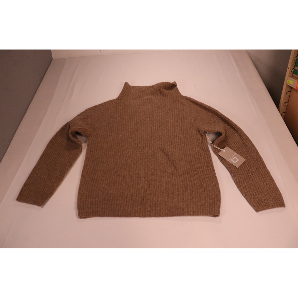 Chelsea28 Women Mock Neck Ribbed Sweater Tan Portobello Heather HL391233MI XS